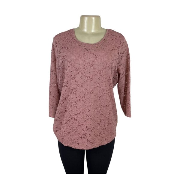 D&co. Women's 2-Piece Dusty Pink Lace Overlay & Sleeveless Tank Set Sz S - Picture 1 of 10